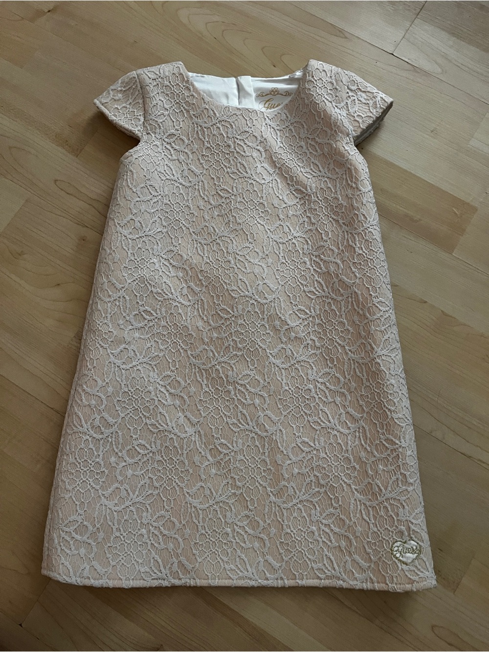 Guess Kids Pink Lace Girls Shift Dress S 6